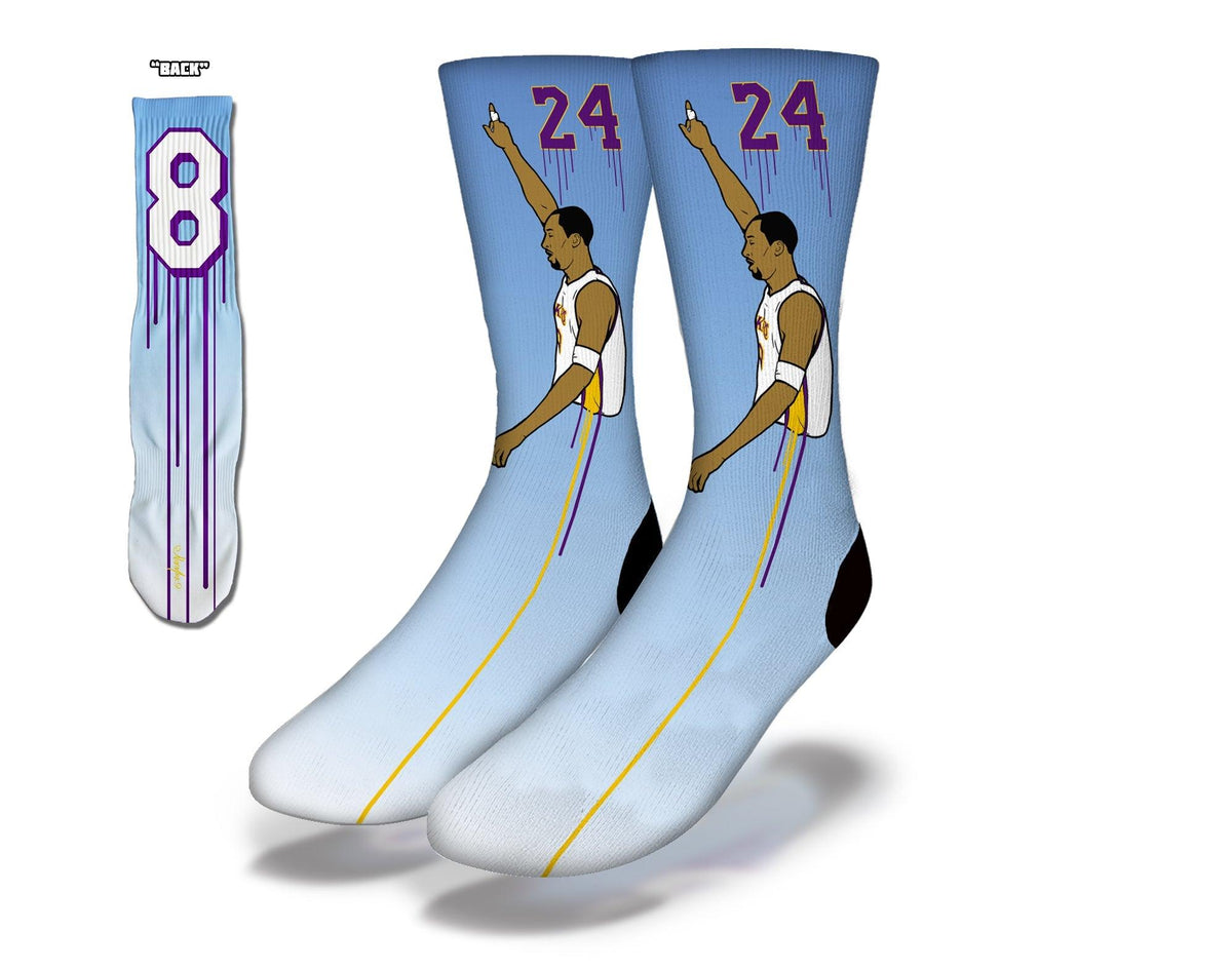 BLACK MAMBA OUT Fun Basketball Socks (Blue Gradient) - VirtuousWares:Global