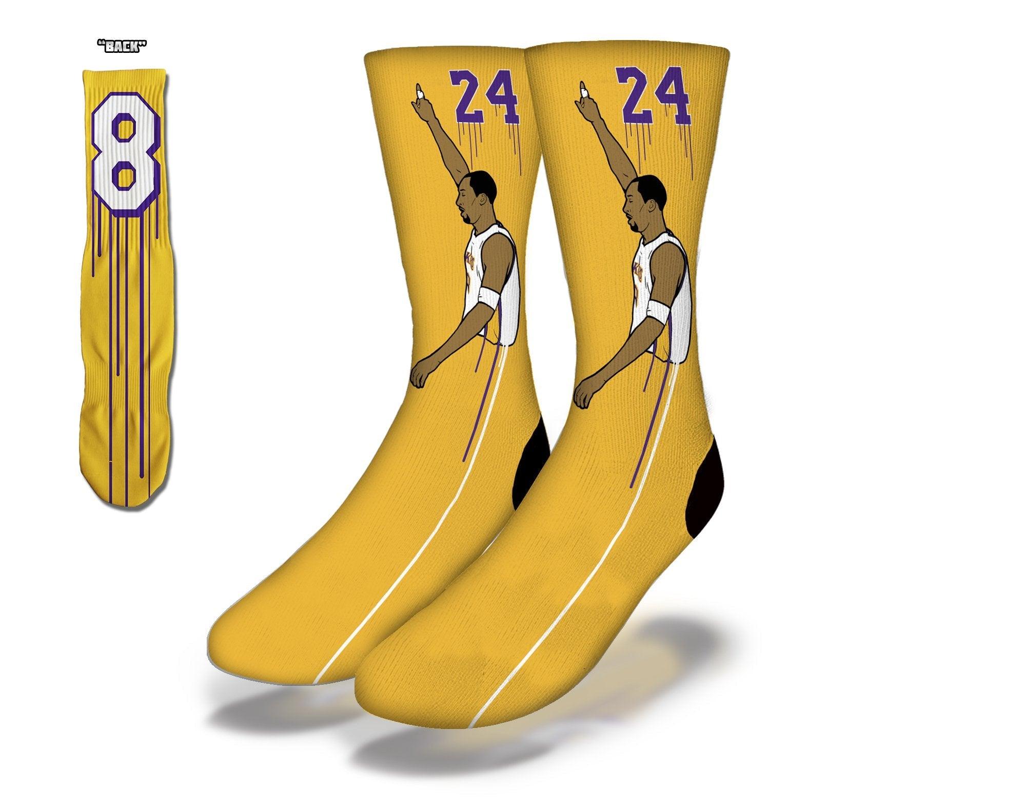 BLACK MAMBA OUT Fun Basketball Socks (Yellow) - VirtuousWares:Global