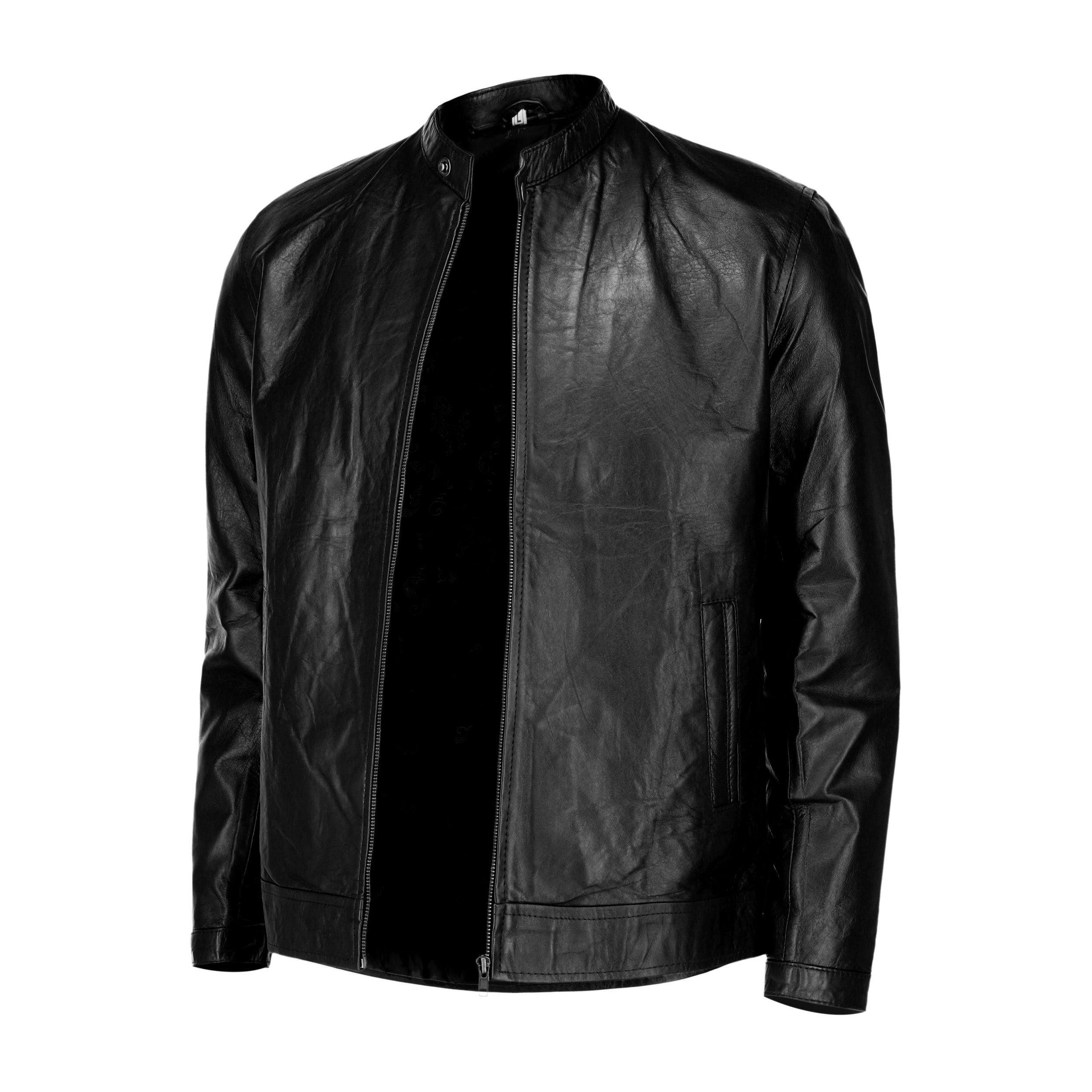 Black Mens Pure Sheep Leather Zipper Jacket - VirtuousWares:Global