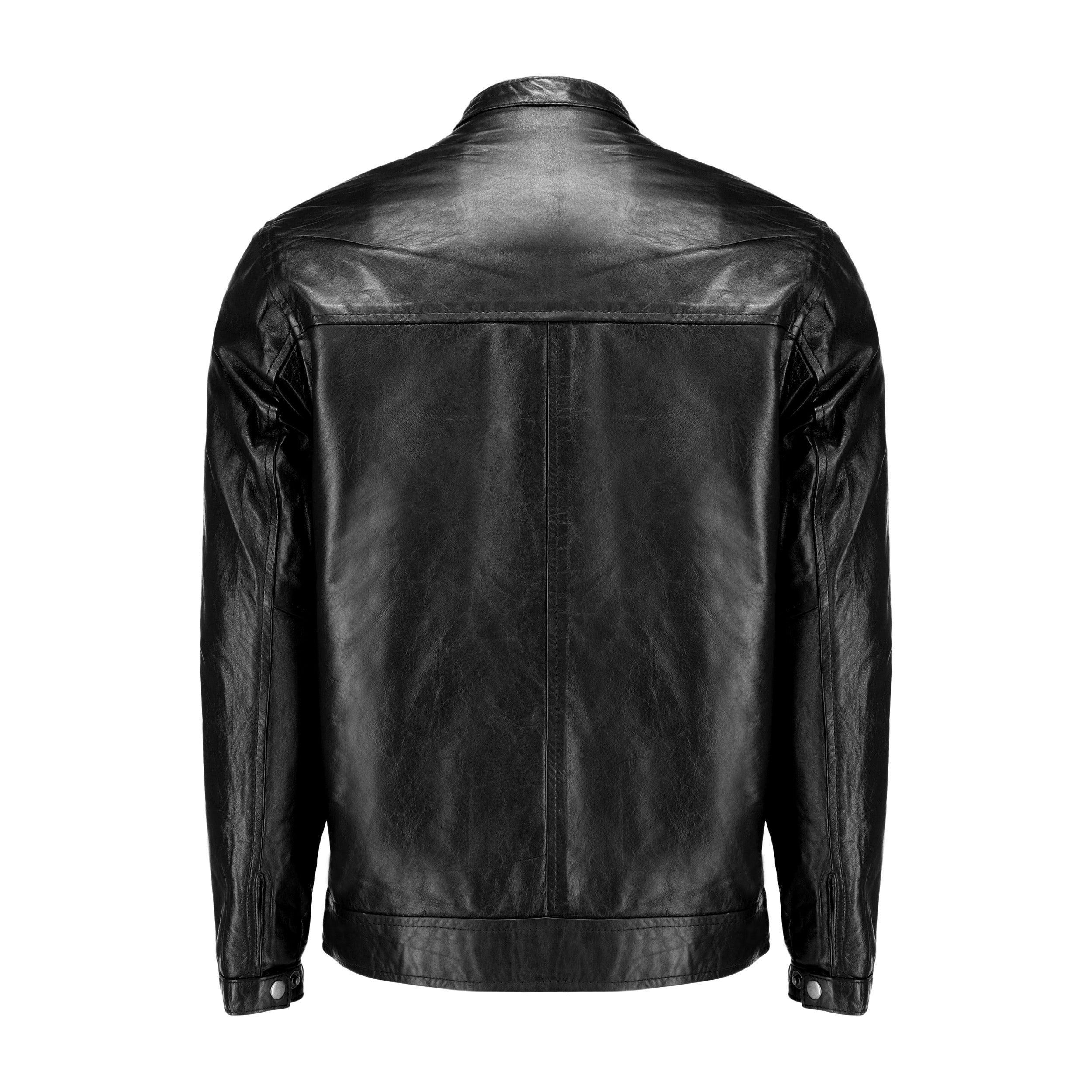Black Mens Pure Sheep Leather Zipper Jacket - VirtuousWares:Global