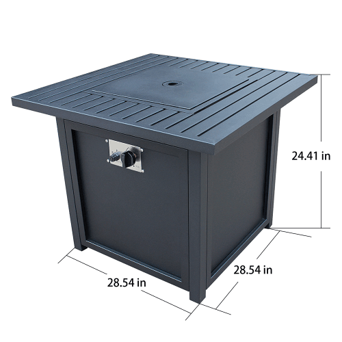 Black Metal Upland 28” Slat Top Gas Fire Pit - VirtuousWares:Global