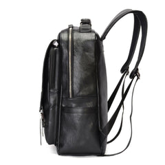 Black PU Leather Large-capacity Backpack - VirtuousWares:Global