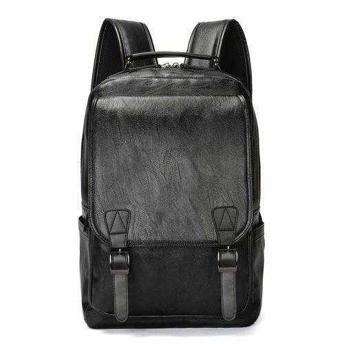 Black PU Leather Large-capacity Backpack - VirtuousWares:Global