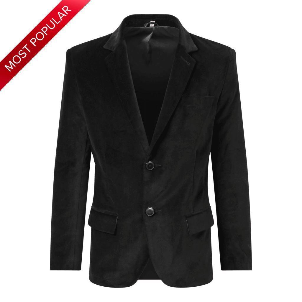 Black Velvet Slim Fit Formal Blazer (G20-VELVET) - VirtuousWares:Global