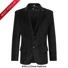 Black Velvet Slim Fit Formal Blazer (G20-VELVET) - VirtuousWares:Global