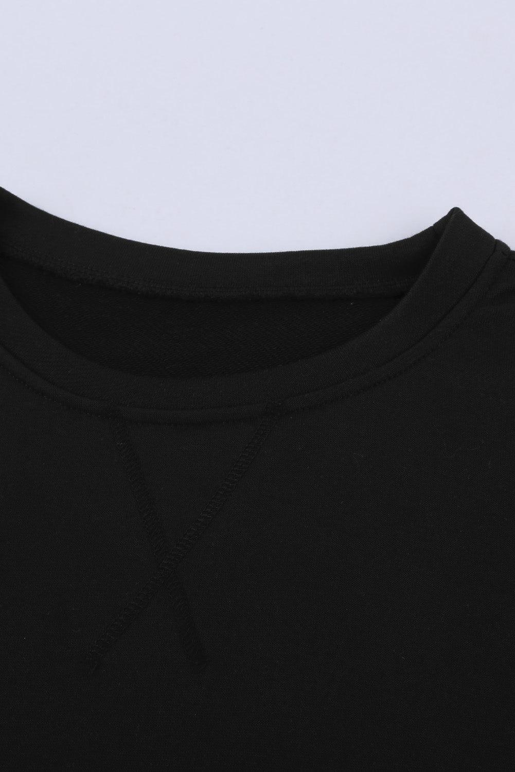 Black White Patchwork Dropped Shoulder Sleeve Sweatshirt - VirtuousWares:Global