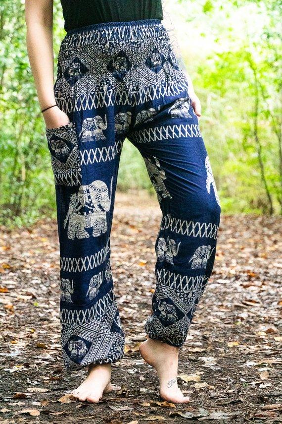 Blue ELEPHANT Pants Women Boho Pants Hippie Pants Yoga - VirtuousWares:Global