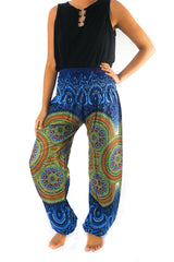 Blue Geometric Women Boho Pants Hippie Pants Yoga Pants - VirtuousWares:Global