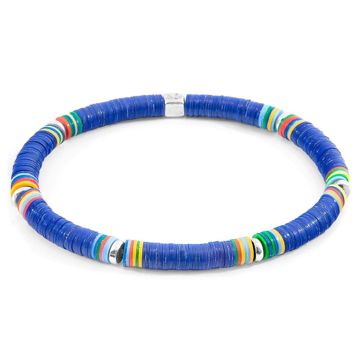 Blue Nakuru Silver and Vinyl Disc Bracelet - VirtuousWares:Global