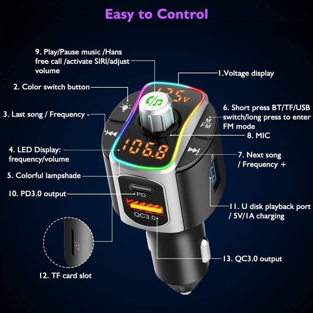 Bluetooth 5.0 FM Transmitter Car Radio Adapter - VirtuousWares:Global