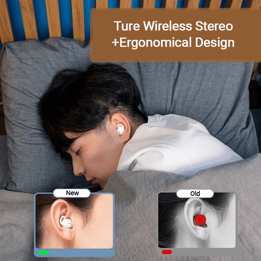 Bluetooth 5.2 TWS Earbuds Ultra-light Ergonomical Sleeping Earphones - VirtuousWares:Global