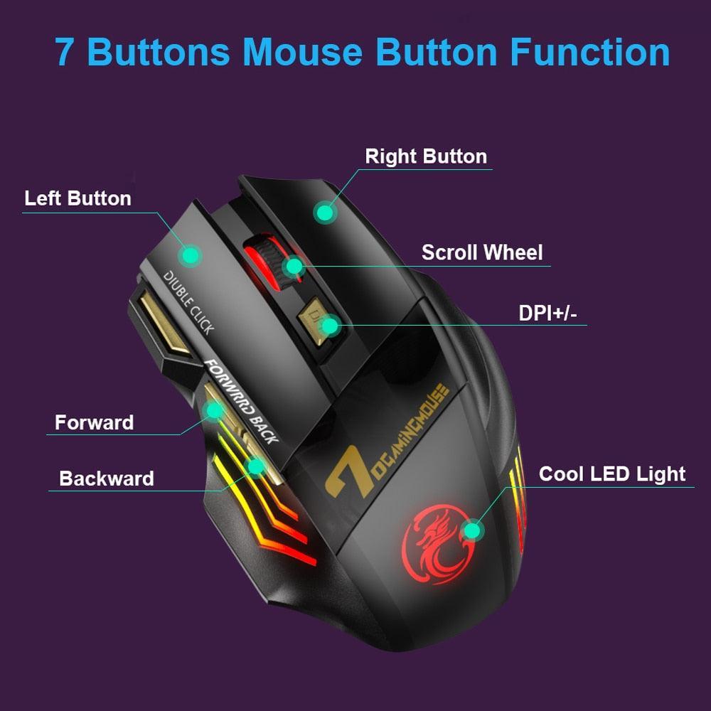 Bluetooth Wireless Silent Ergonomic Gaming Mouse - VirtuousWares:Global