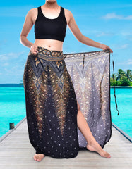 Bohotusk Black Gold Peacock Print Sarong Super Soft 150cm x 110cm - VirtuousWares:Global