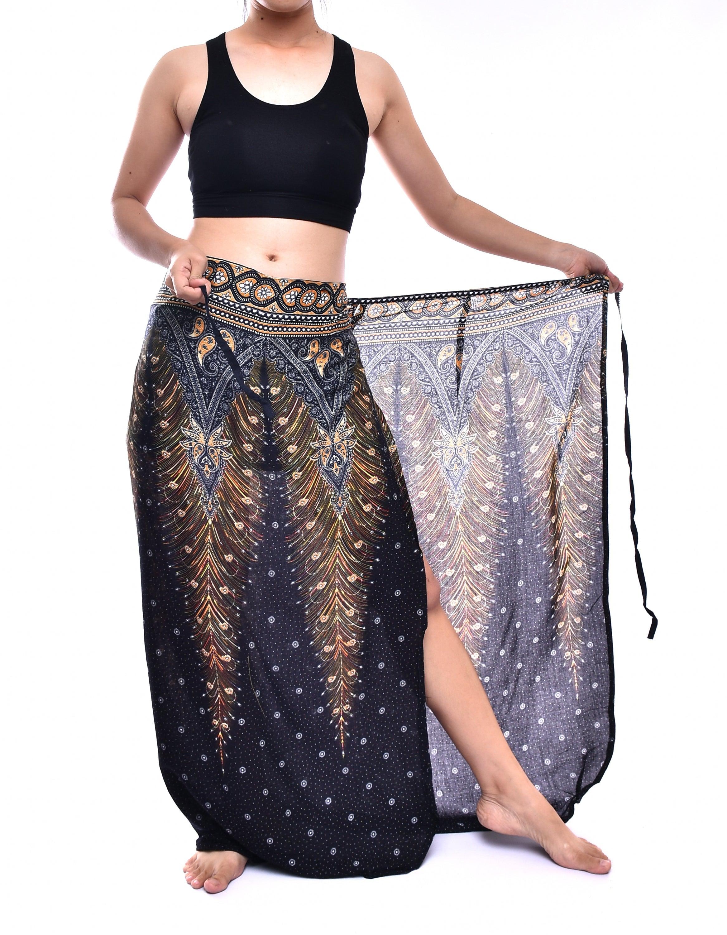 Bohotusk Black Gold Peacock Print Sarong Super Soft 150cm x 110cm - VirtuousWares:Global