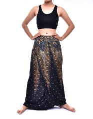 Bohotusk Black Gold Peacock Print Sarong Super Soft 150cm x 110cm - VirtuousWares:Global