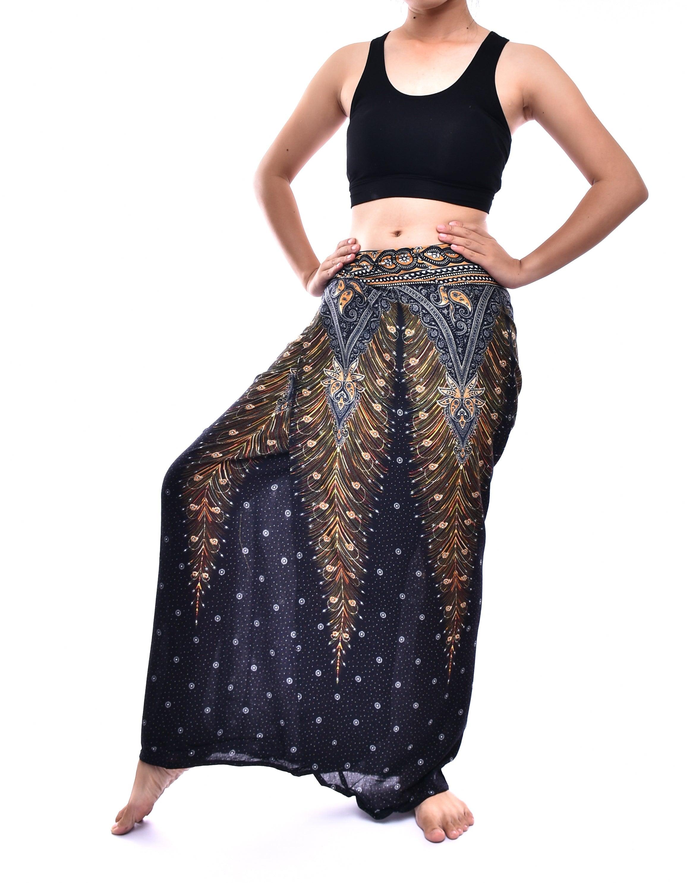 Bohotusk Black Gold Peacock Print Sarong Super Soft 150cm x 110cm - VirtuousWares:Global