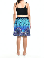 Bohotusk Blue Sun Glow Print Short Skirt SM to LXL - VirtuousWares:Global