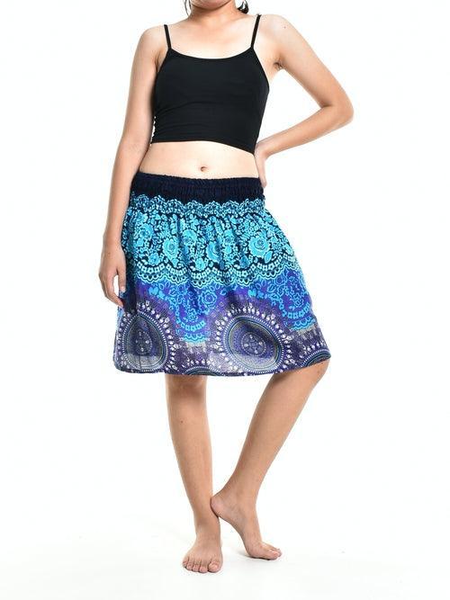 Bohotusk Blue Sun Glow Print Short Skirt SM to LXL - VirtuousWares:Global