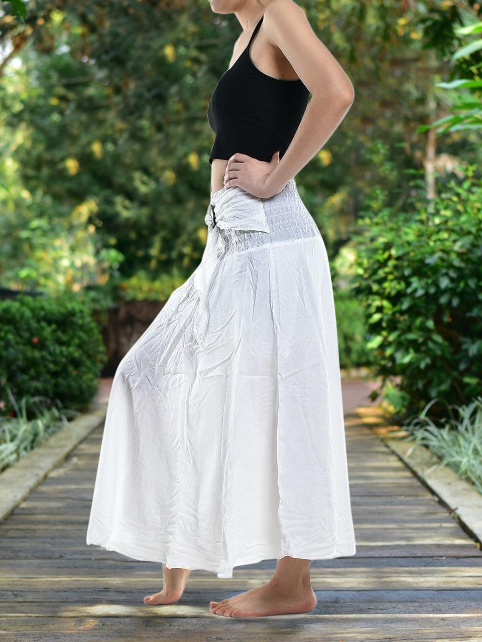 Bohotusk Plain White Long Skirt With Coconut Buckle (& Strapless - VirtuousWares:Global