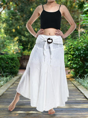 Bohotusk Plain White Long Skirt With Coconut Buckle (& Strapless - VirtuousWares:Global