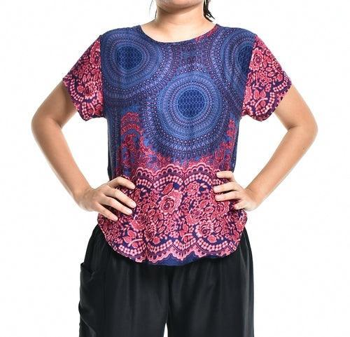 Bohotusk Purple Blue Rose Spheres Short Sleeved Top S M L HALF PRICE - VirtuousWares:Global