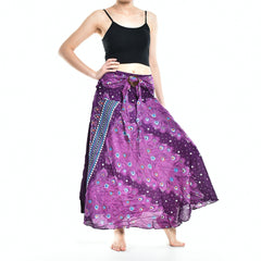 Bohotusk Purple Peacock Long Skirt With Coconut Buckle (& Strapless - VirtuousWares:Global