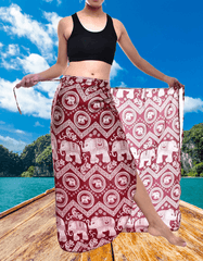 Bohotusk Red Elephant Paradise Sarong Super Soft 150cm x 110cm - VirtuousWares:Global