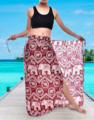 Bohotusk Red Elephant Paradise Sarong Super Soft 150cm x 110cm - VirtuousWares:Global