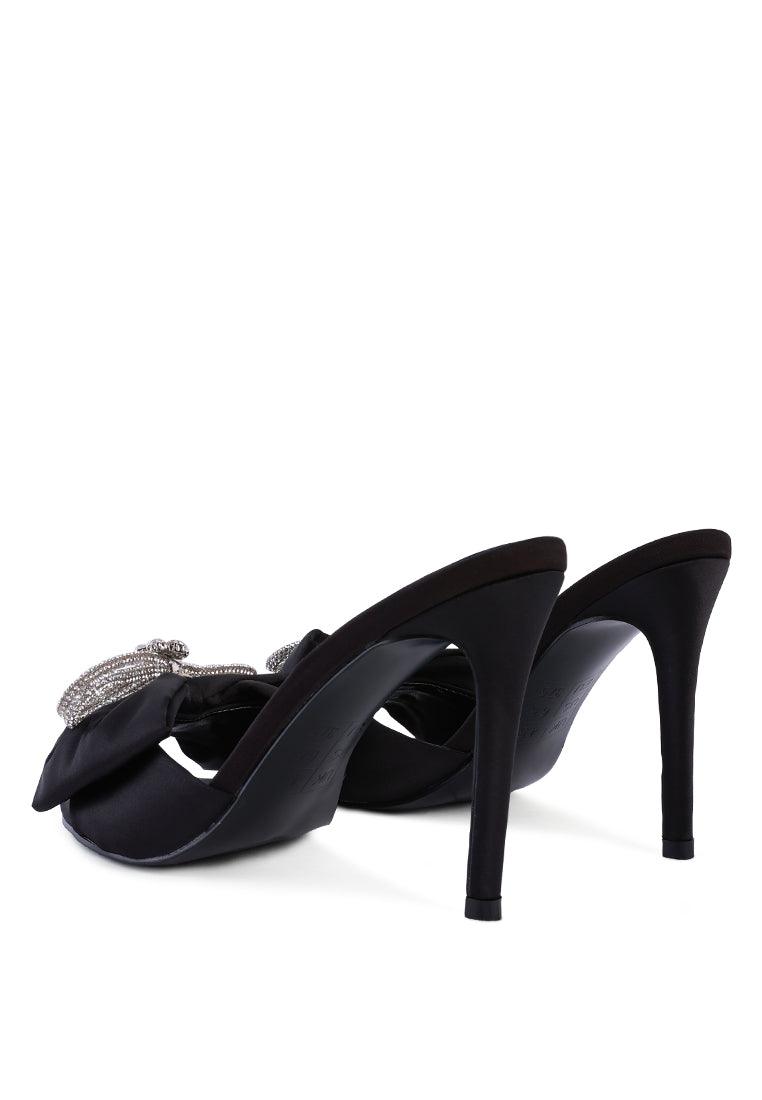 brag in rhinestone embellished bow satin heels - VirtuousWares:Global