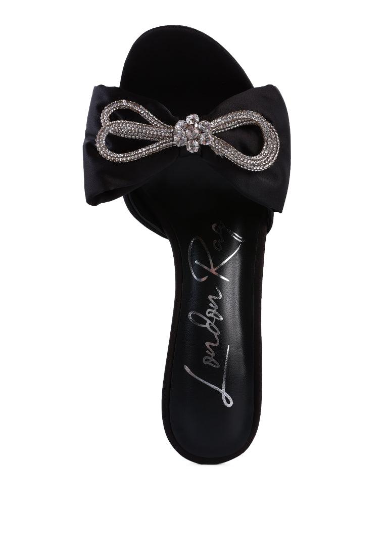 brag in rhinestone embellished bow satin heels - VirtuousWares:Global