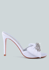 brag in rhinestone embellished bow satin heels - VirtuousWares:Global