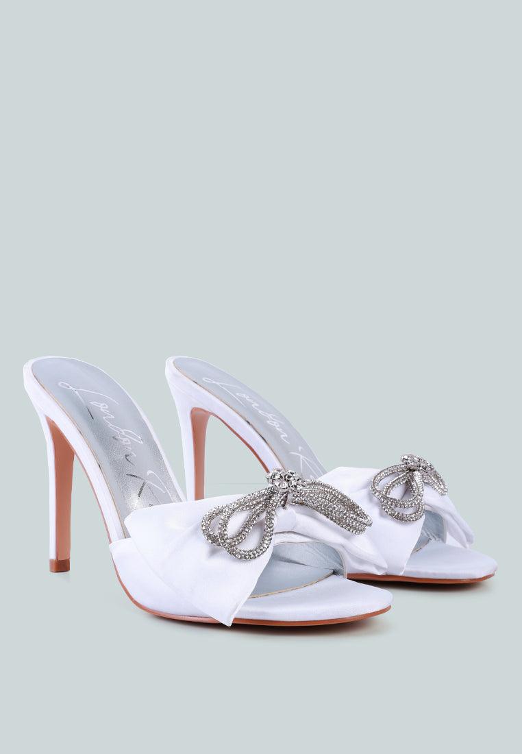 brag in rhinestone embellished bow satin heels - VirtuousWares:Global