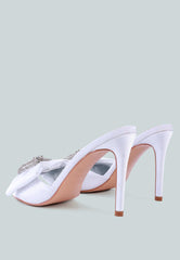 brag in rhinestone embellished bow satin heels - VirtuousWares:Global