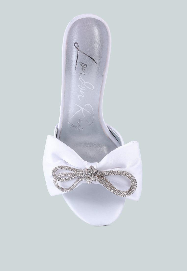 brag in rhinestone embellished bow satin heels - VirtuousWares:Global