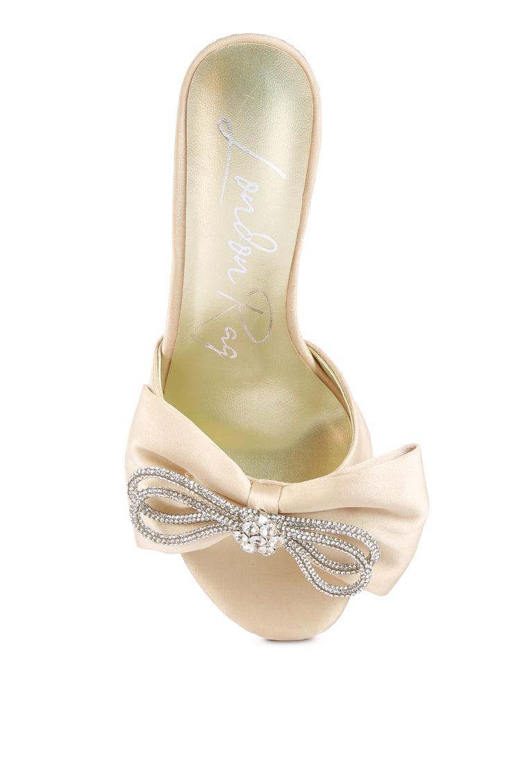 brag in rhinestone embellished bow satin heels - VirtuousWares:Global