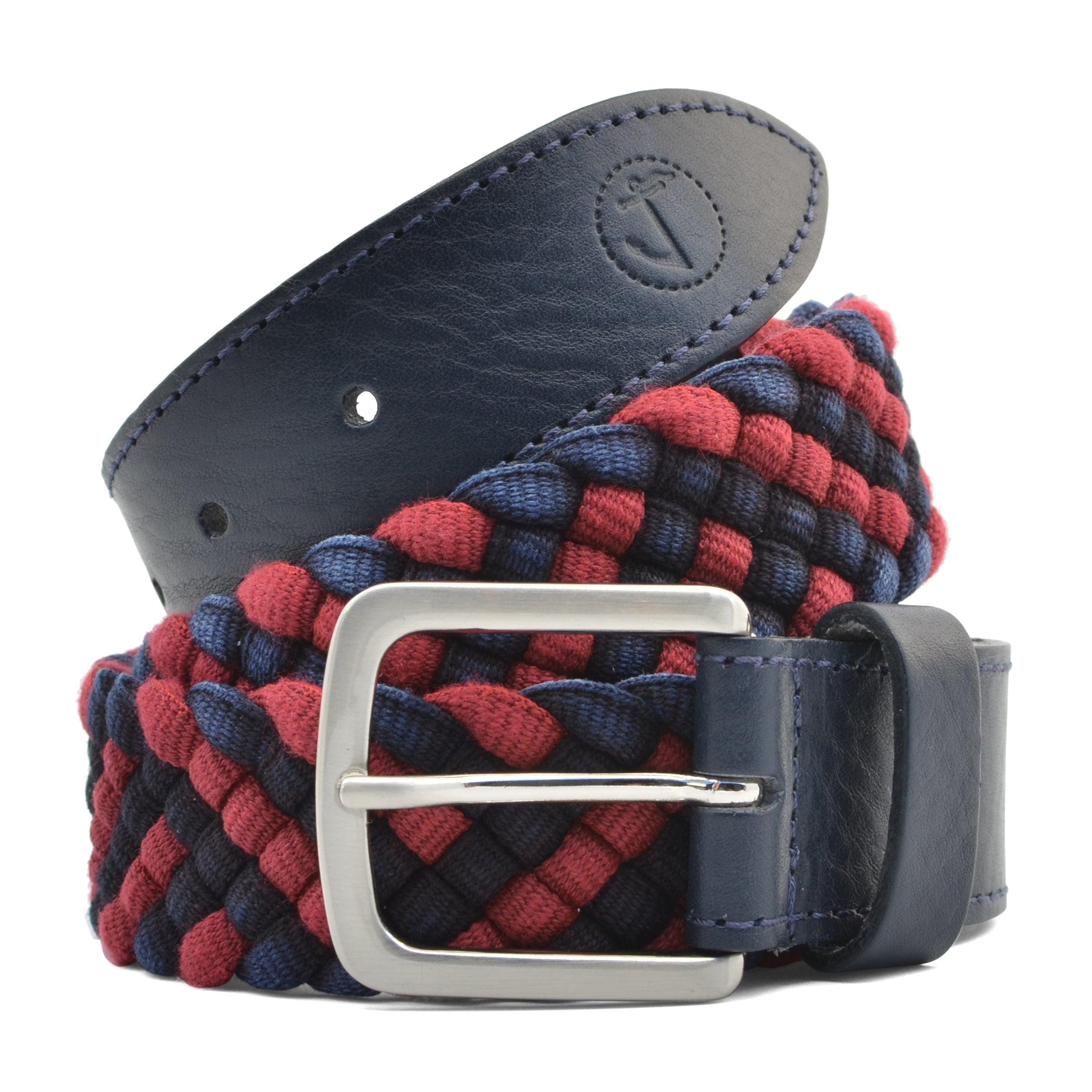 Braided Fabric and Leather Belt Red Sea - VirtuousWares:Global