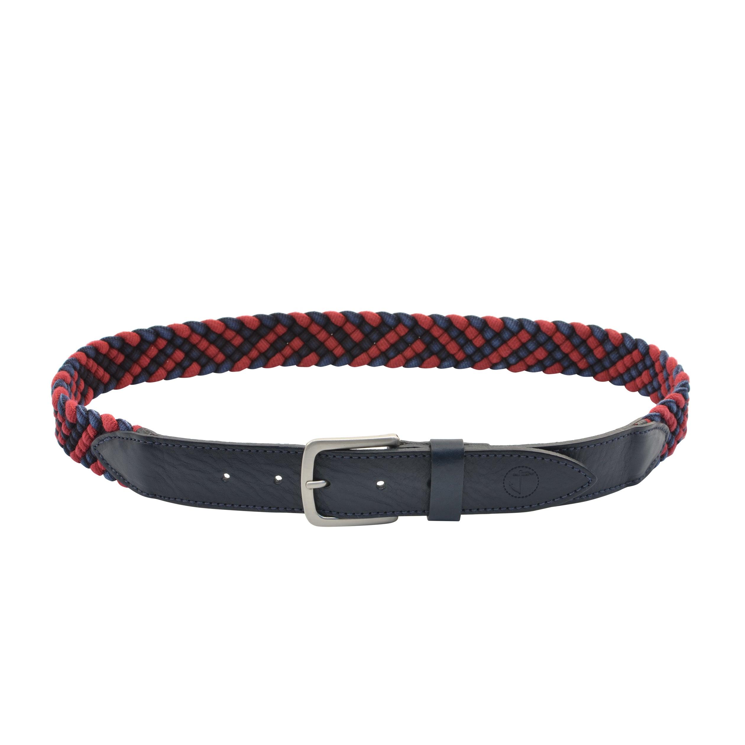 Braided Fabric and Leather Belt Red Sea - VirtuousWares:Global