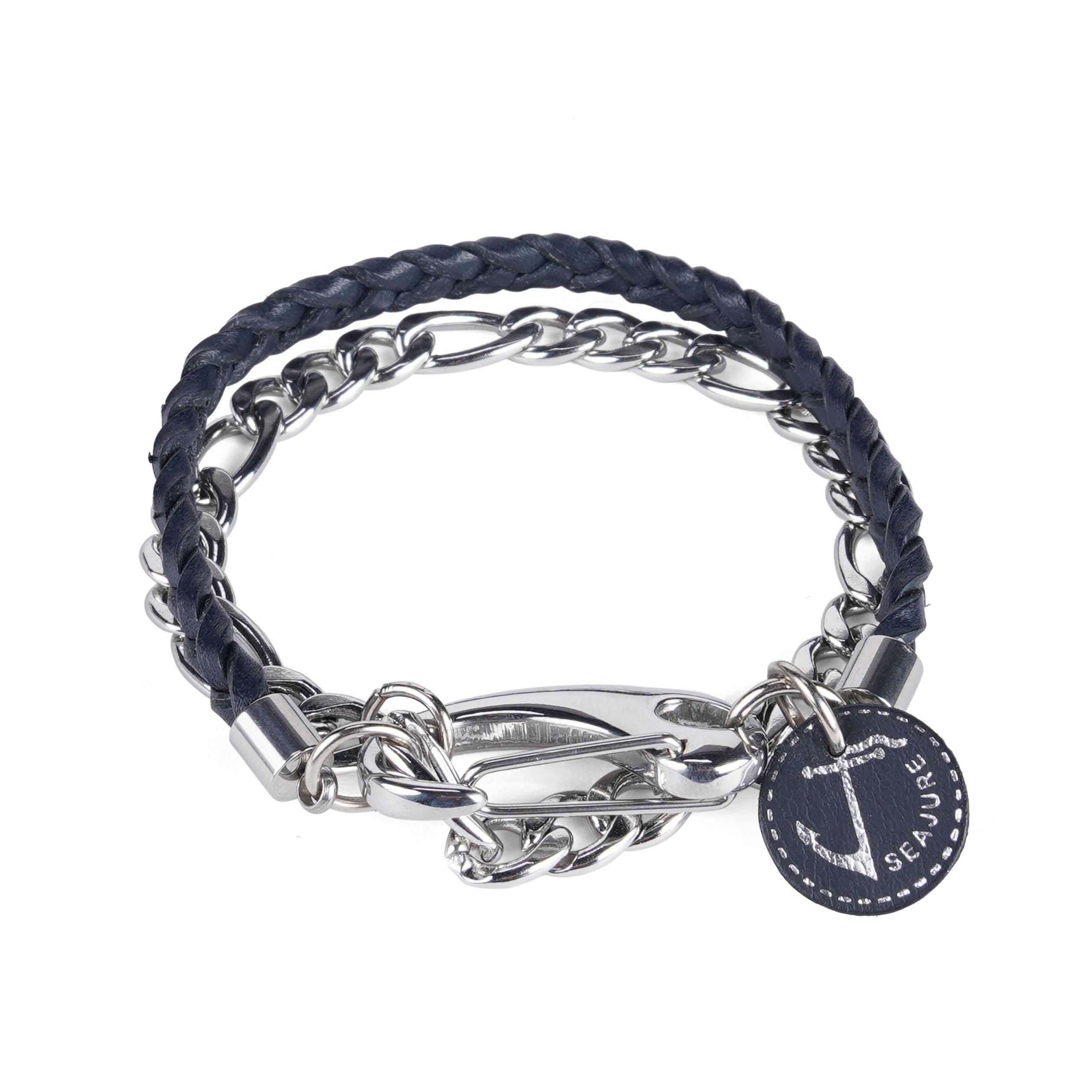 Braided Leather and Chain Flores Bracelet - VirtuousWares:Global