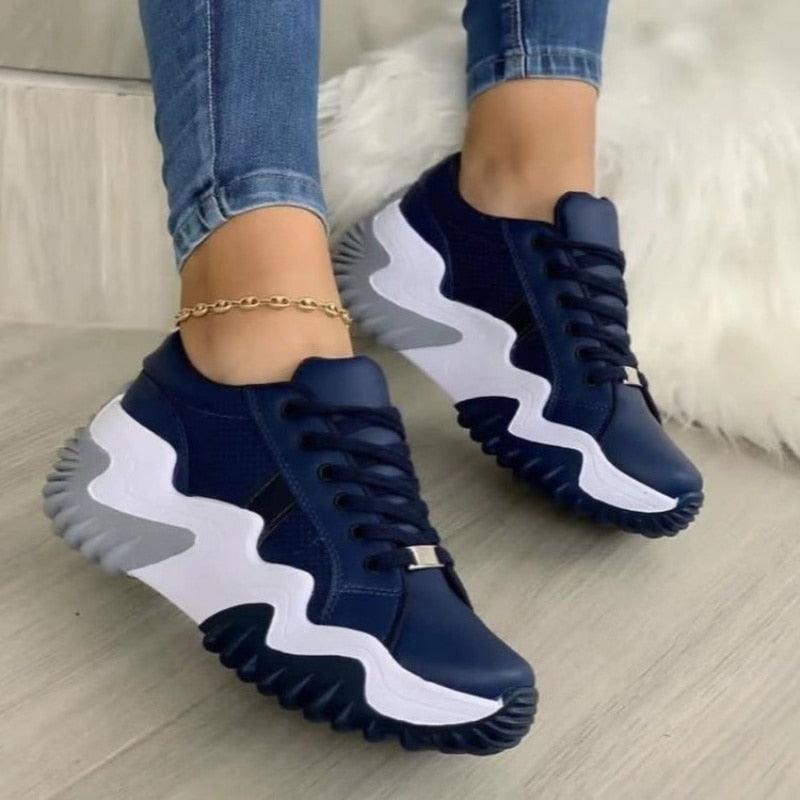 Breathable Women Vulcanized Shoes Casual Platform Sneakers - VirtuousWares:Global