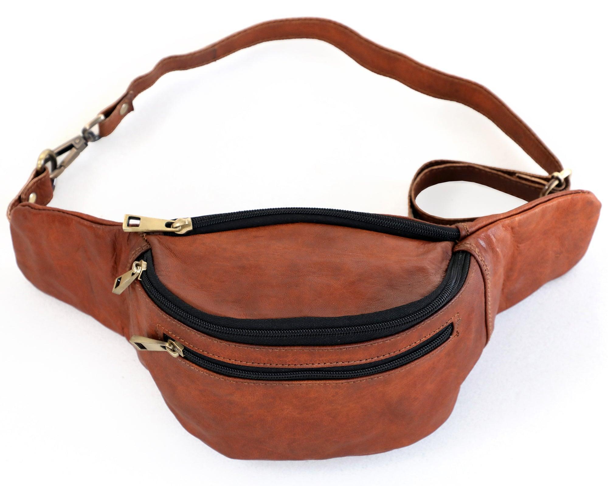 Brown Genuine Leather Fanny Pack for Men & Women Belt Bag - VirtuousWares:Global