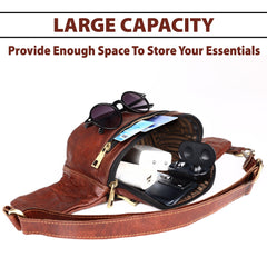 Brown Genuine Leather Fanny Pack for Men & Women Belt Bag - VirtuousWares:Global