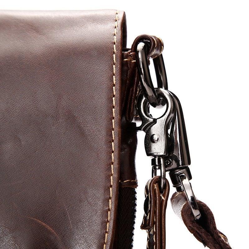 Brown Oil Wax Leather One Shoulder Messenger Bag - VirtuousWares:Global