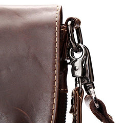 Brown Oil Wax Leather One Shoulder Messenger Bag - VirtuousWares:Global