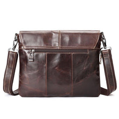 Brown Oil Wax Leather One Shoulder Messenger Bag - VirtuousWares:Global