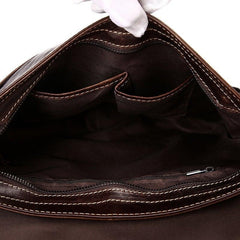 Brown Oil Wax Leather One Shoulder Messenger Bag - VirtuousWares:Global