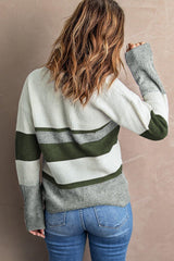 Button Colorblock Knit Sweater - VirtuousWares:Global