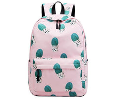 Cactus Print Female Junior High School Student Backpack - VirtuousWares:Global