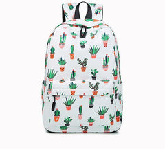 Cactus Print Female Junior High School Student Backpack - VirtuousWares:Global