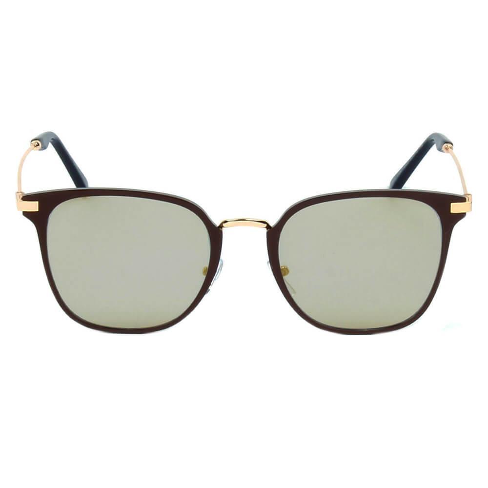 CAMBRIDGE | Pillowed Rectangle Flat Lens Horned Rim Sunglasses - VirtuousWares:Global