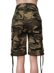 Camouflage Print Pocket Design Knee Length Pants (Without Belt) - VirtuousWares:Global